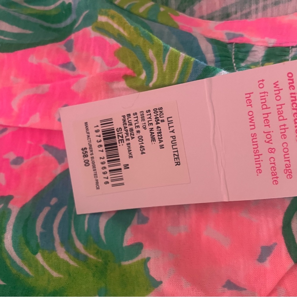 Lilly Pulitzer Pink and Green Patterned top - Picture 2 of 2